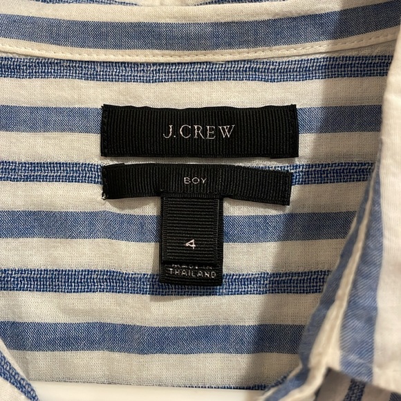 J.Crew women’s boy style shirt in cotton soft gauze blue & white stripes - Sz 4 - Picture 3 of 7